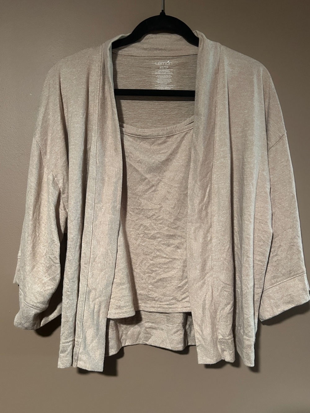 Lemon Open-Front Cardigan and Tank Set